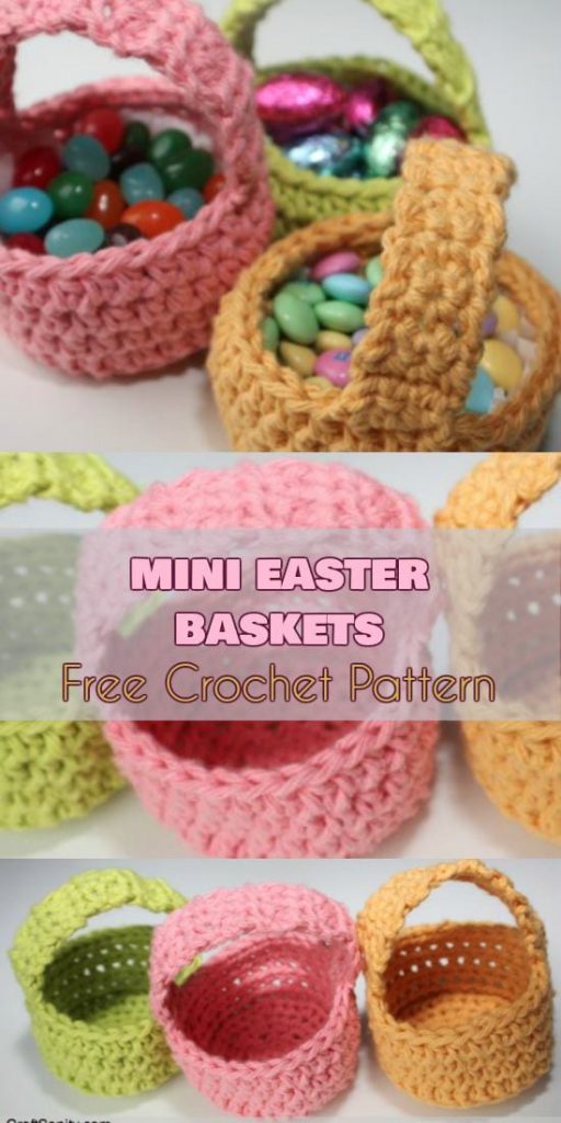 Mini Easter Baskets [Free Crochet Pattern]