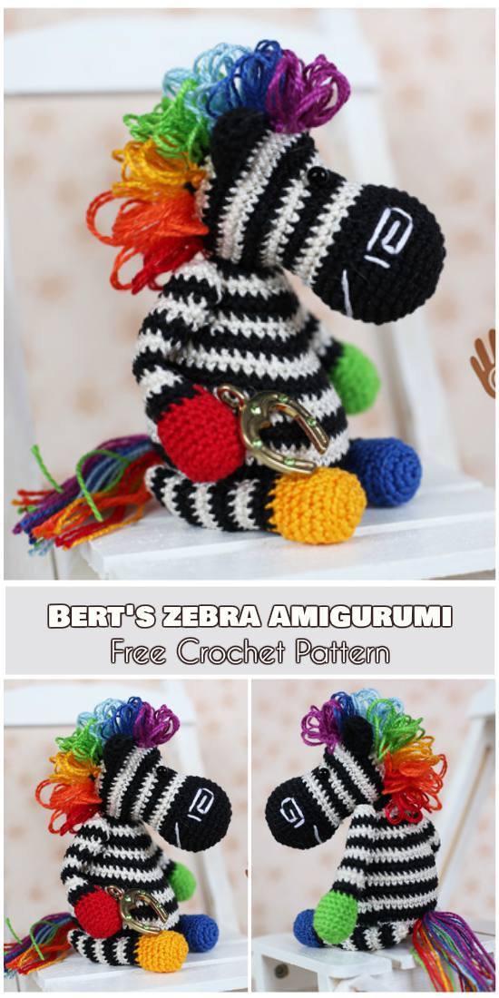 Berts zebra amigurumi free crochet pattern