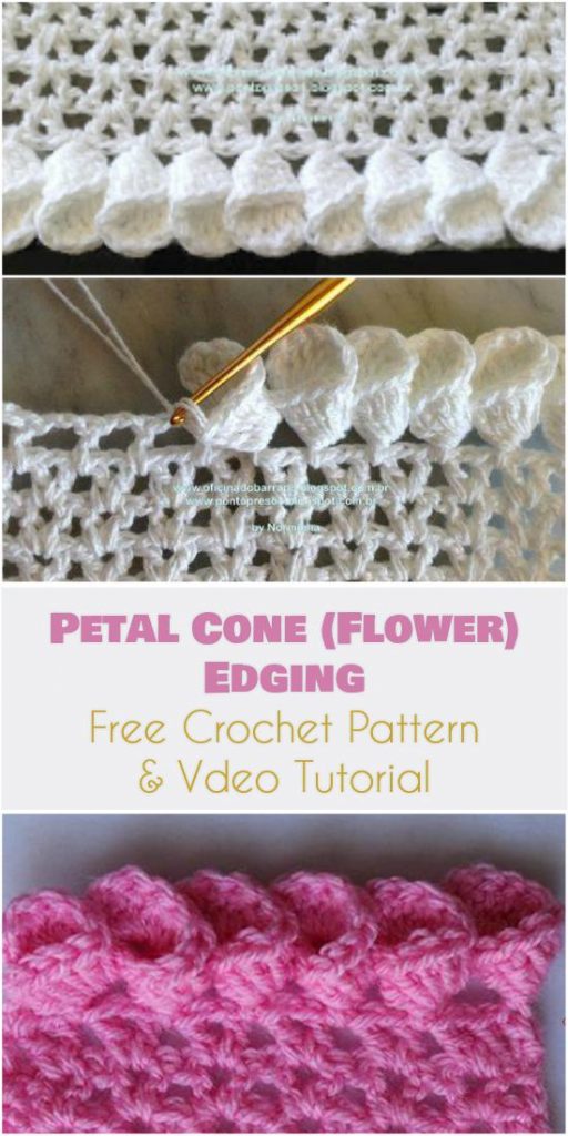 Petal Cone (Flower) Edging for Afghans Free Pattern and Video Tutorial