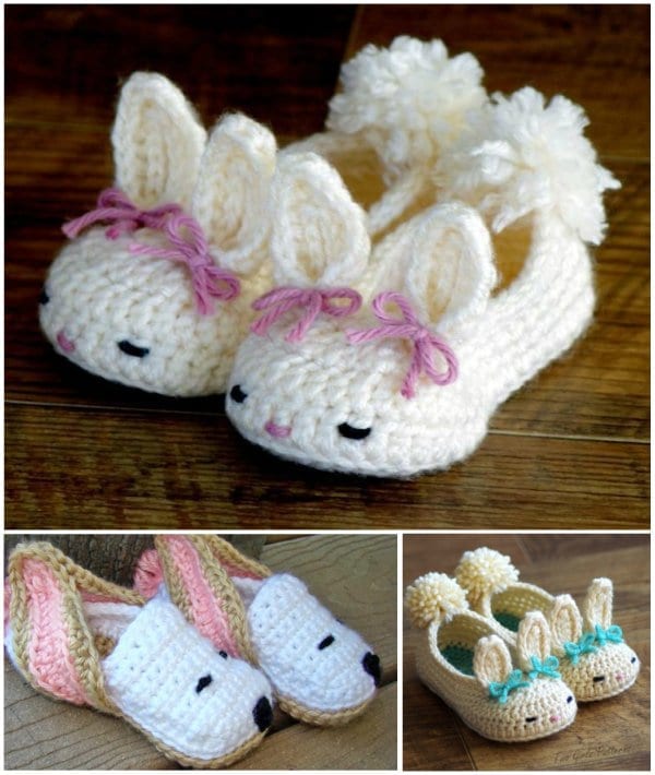 Crochet baby bunny slippers free patterns and video tutorials