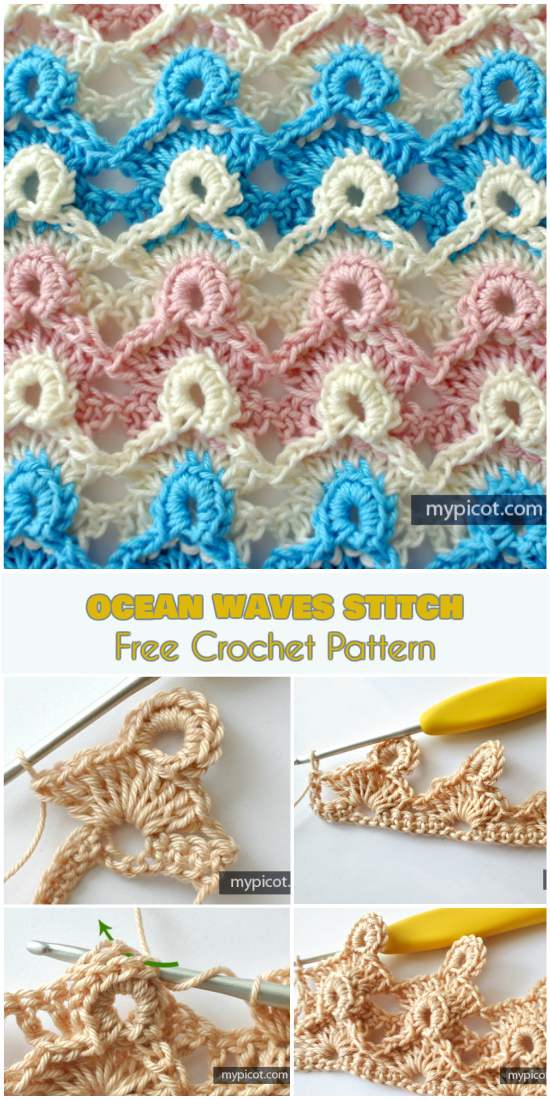 Ocean waves stitch free crochet pattern