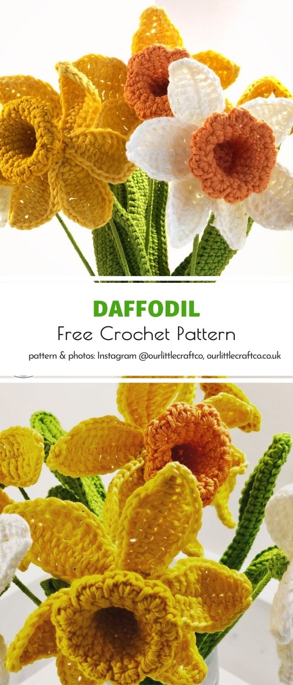 Subtle Crochet Daffodils for Spring Free Patterns