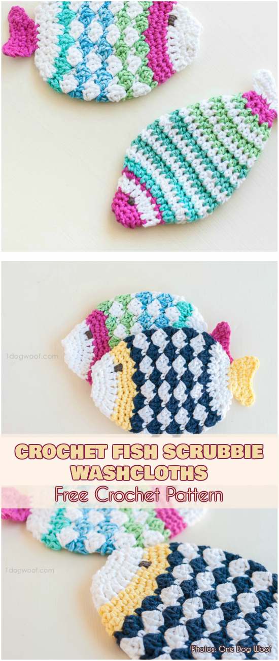 CROCHET FISH SCRUBBIE WASHCLOTHS