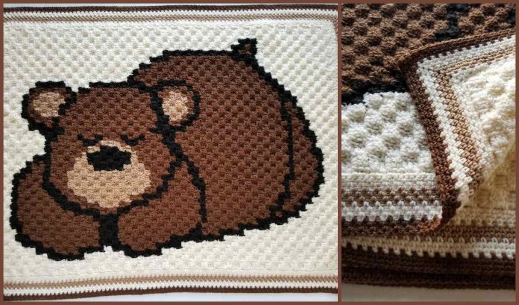 Sleepy Bear Reversible Baby Blanket Free Crochet Pattern
