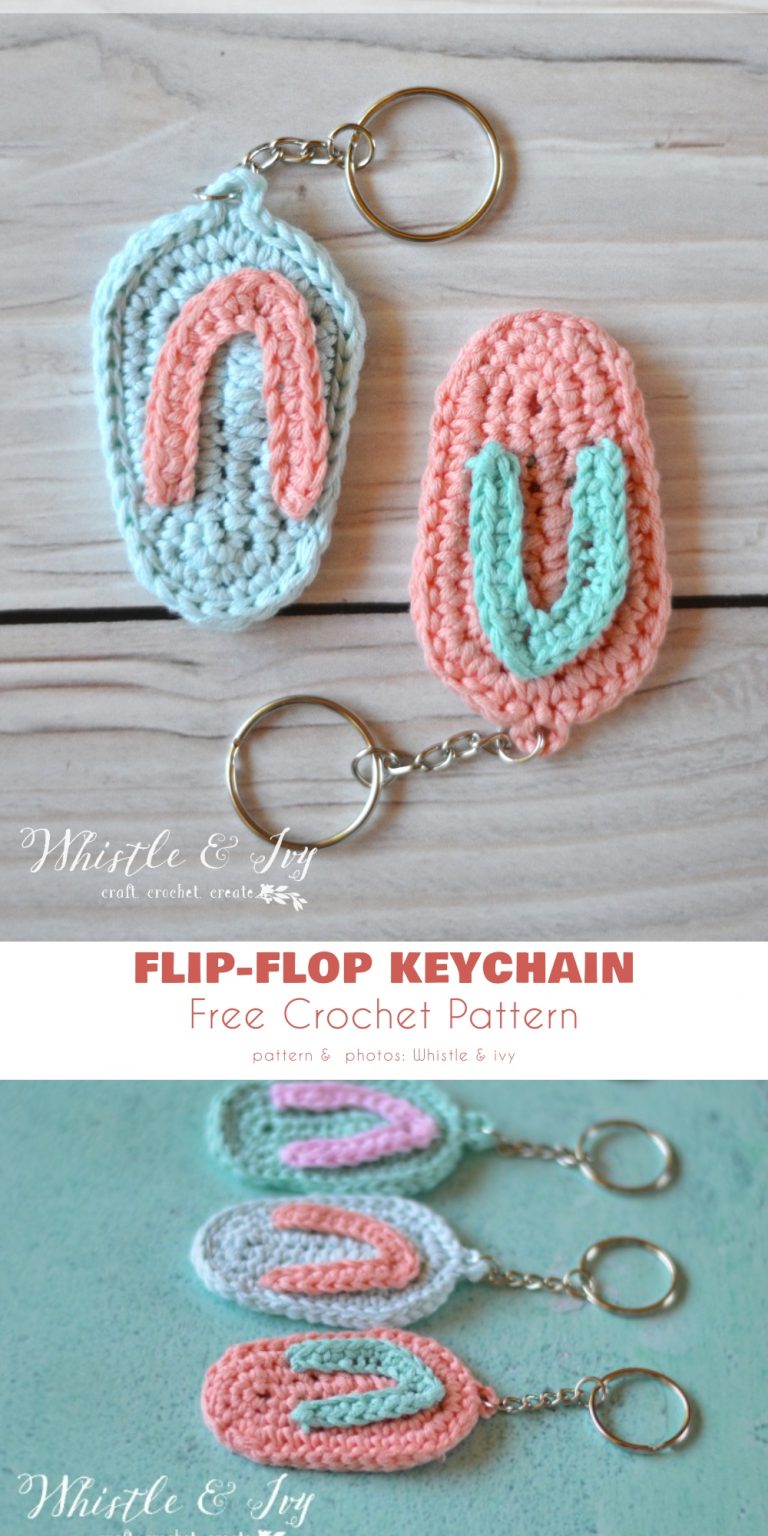 Keychain Flip Flops Slippers Sandals Free Crochet Patterns and Video