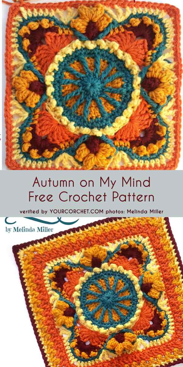 Autumn On My Mind Blanket of Square Free Crochet Pattern