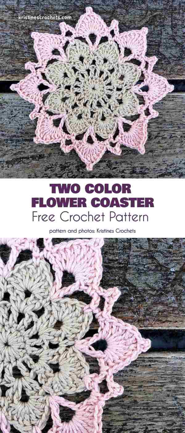 Two Color Flower Coaster Free Crochet Pattern