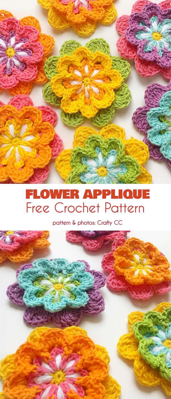 Flower Applique Free Crochet Pattern