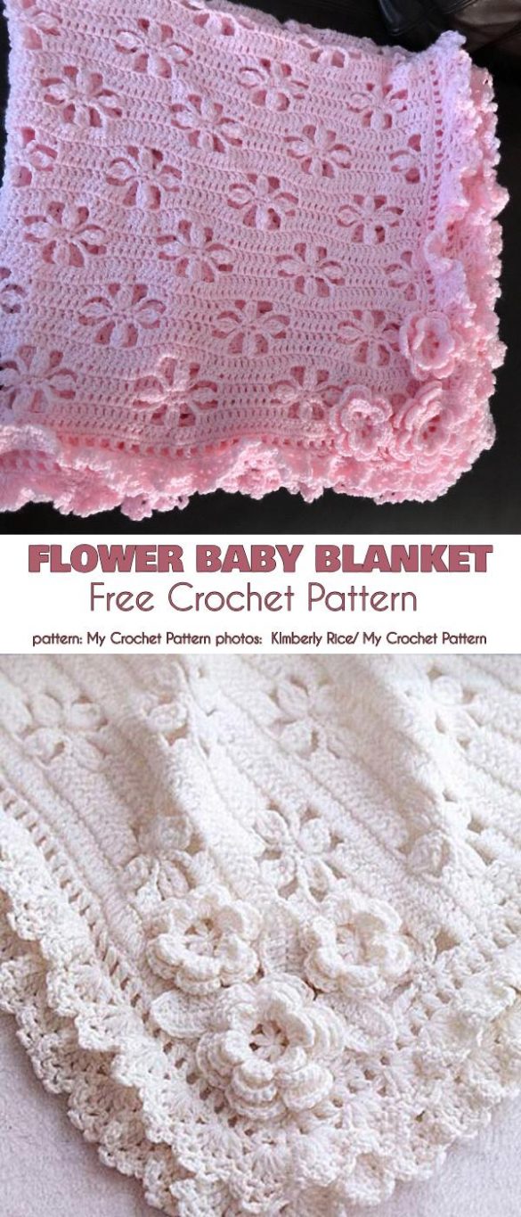 Flower Baby Blanket Free Crochet Pattern with Video Tutorial