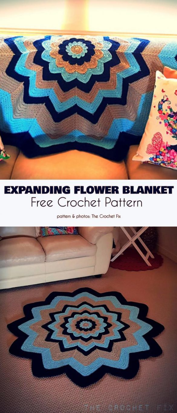 Expanding Flower Blanket Free Crochet Pattern Crochet edging patterns blanket pattern border borders edge scallop blankets lace hative hexagon scalloped chain como ganchillo haken rand tutorial