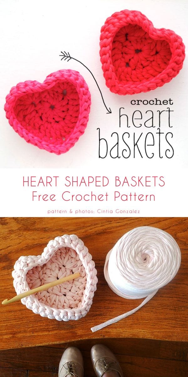 Valentine's Day Crochet Baskets