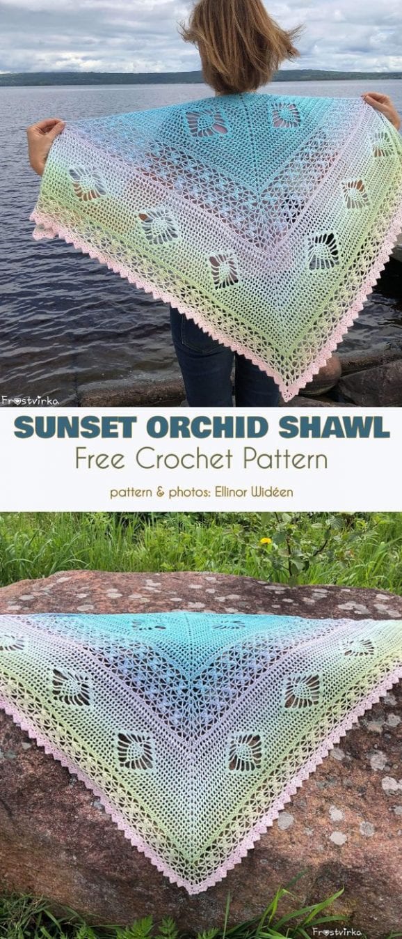 Sunset Orchid Shawl Free Crochet Pattern