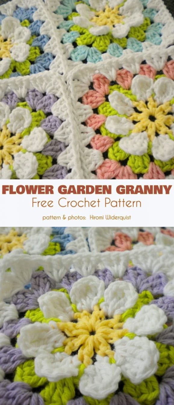 Flower Garden Granny Square Free Crochet Pattern