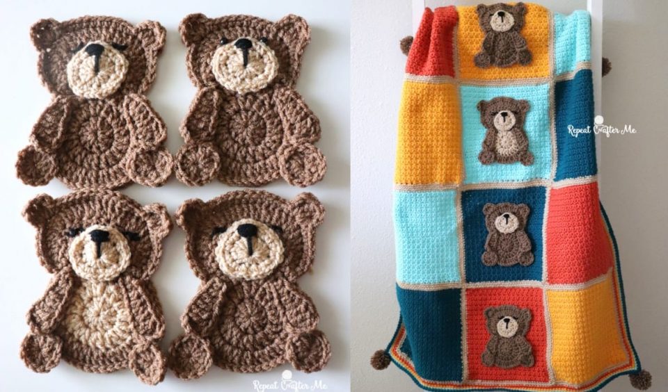 Blanket with a Bear Applique Free Crochet Patterns + Video Your Crochet