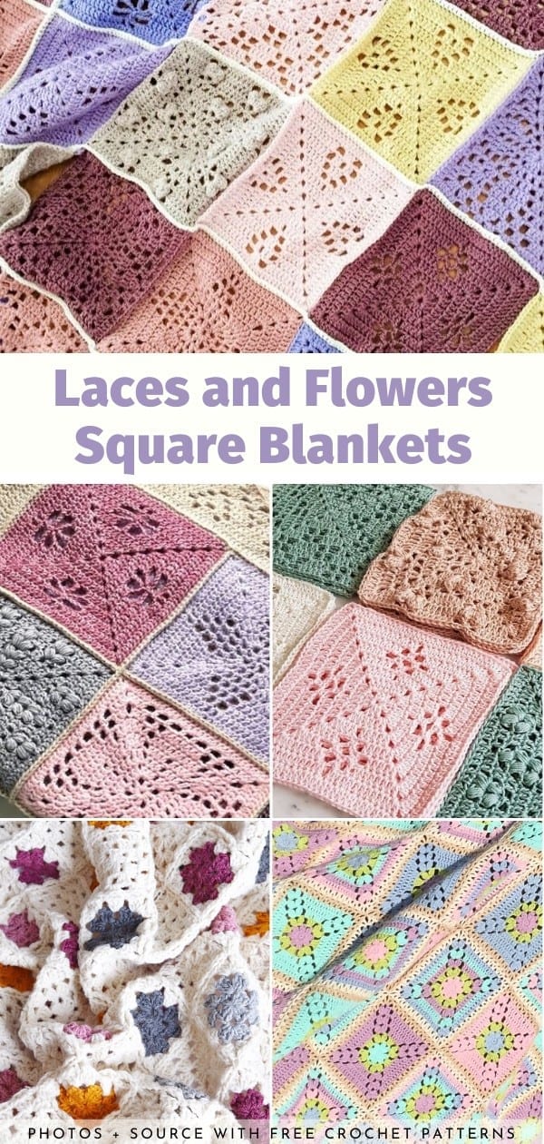Laces and Flowers Square Blankets