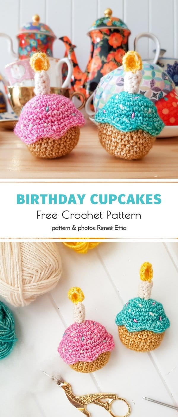 Birthday Cupcakes Free Crochet Pattern