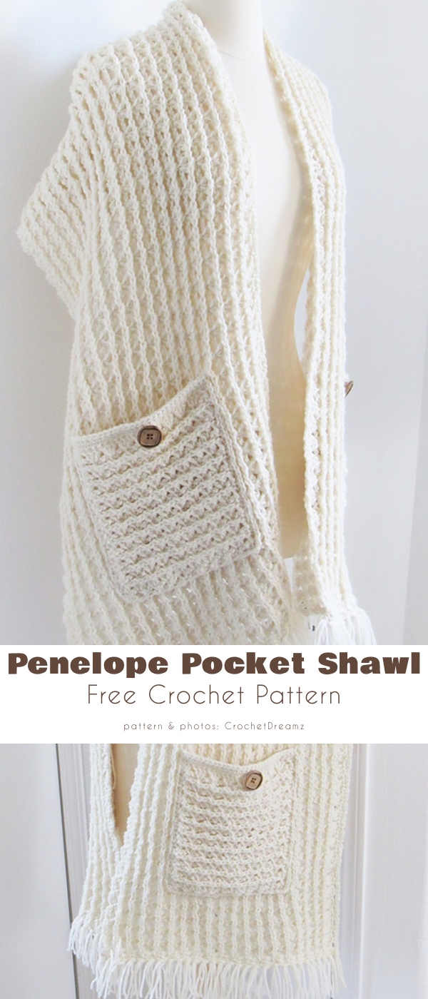 Pocket Shawl Wraps, 20+ Best Free Crochet Patterns