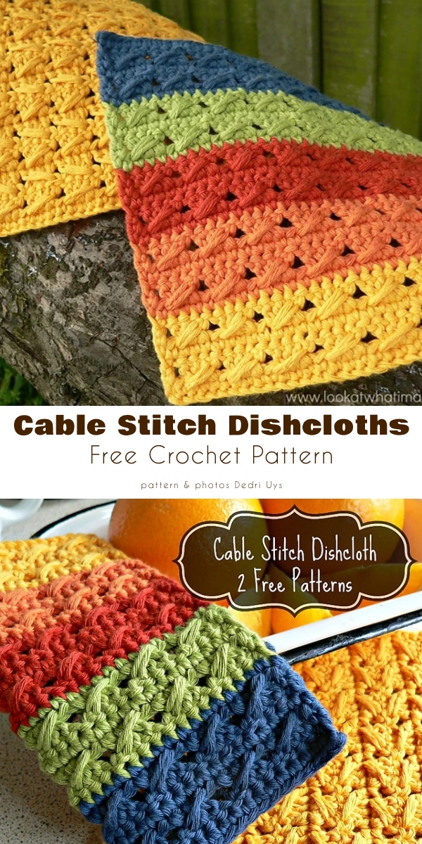 Cotton Mini Cable Crochet Dishcloth Pattern - A More Crafty Life