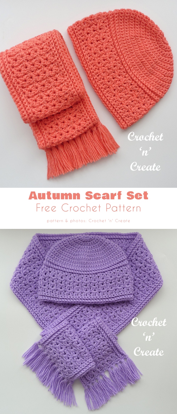 Marlo Hat + Scarf, free beginner crochet hat and scarf set - TL