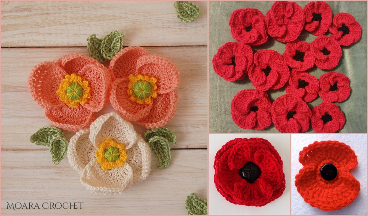 Crochet Poppy Flower Free Patterns - Your Crochet