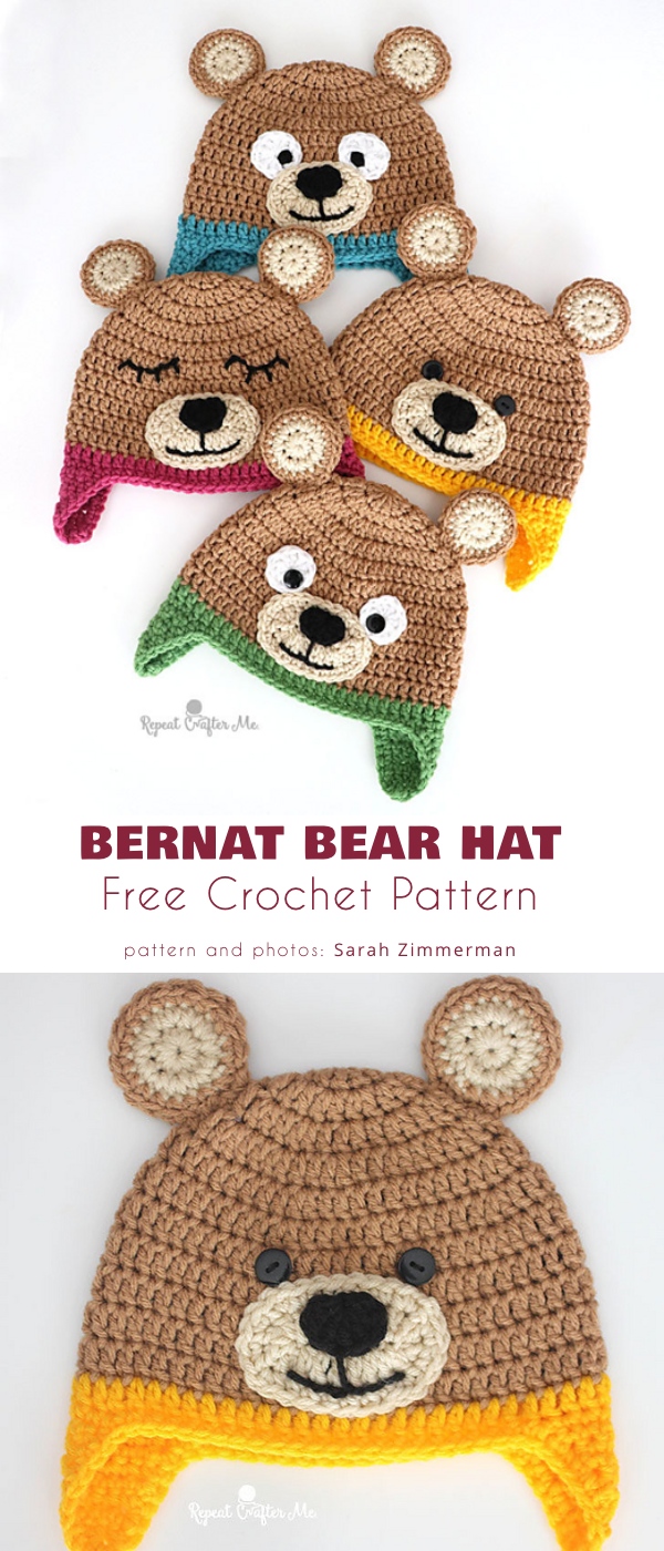 Crochet bear hat pattern free hot sale