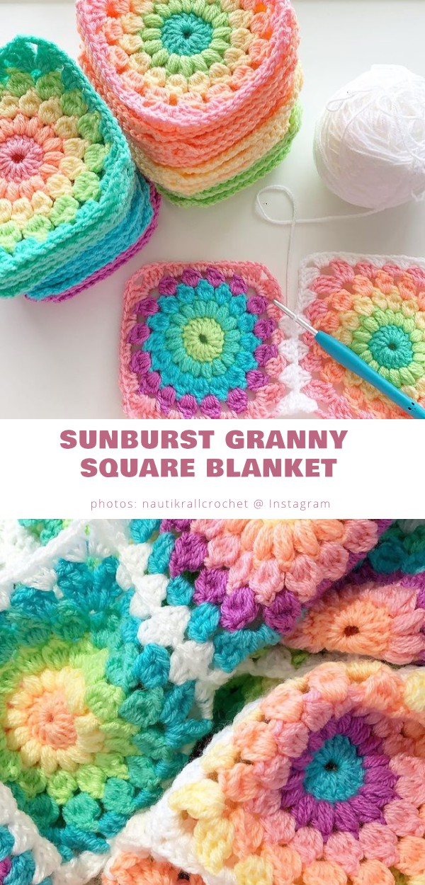 Sunburst Granny Square Blanket Free Crochet Patterns - Your Crochet