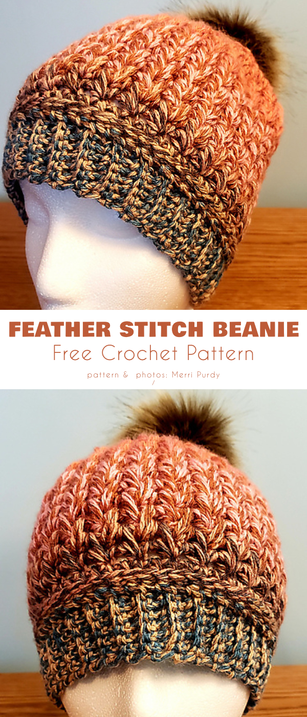 feather stitch beanie