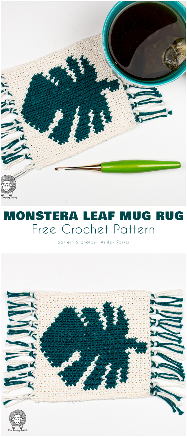 Monstera Leaf Crochet Mug Rug