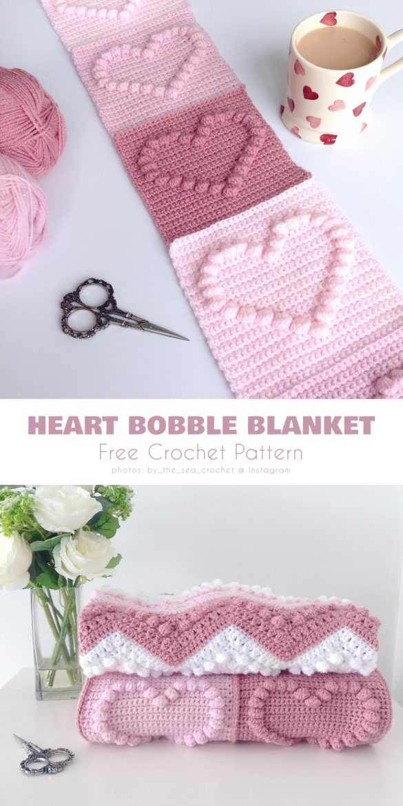 Popcorn Heart Blanket Free Crochet Patterns + Video Your Crochet