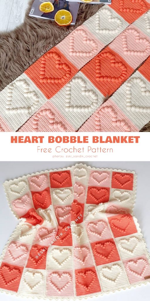 Popcorn Heart Blanket Free Crochet Patterns + Video Your Crochet