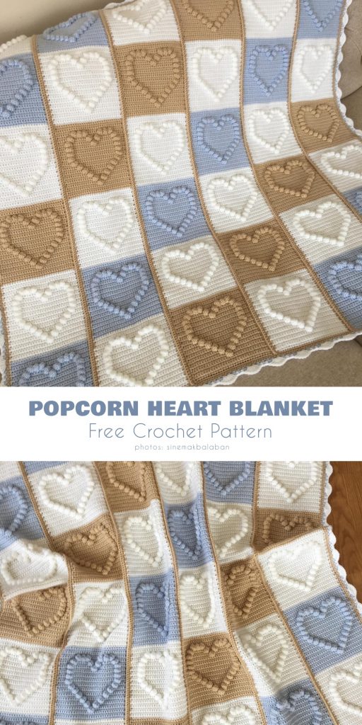 Popcorn Heart Blanket Free Crochet Patterns + Video Your Crochet