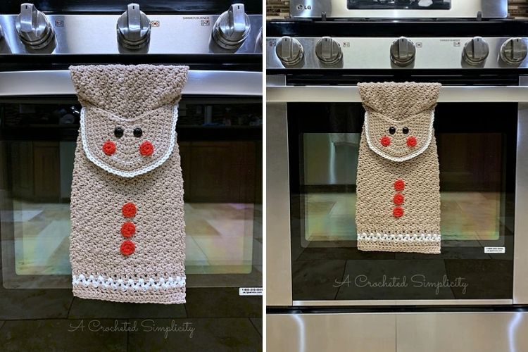 Gingerbread Man Kitchen Towel Free Crochet Pattern
