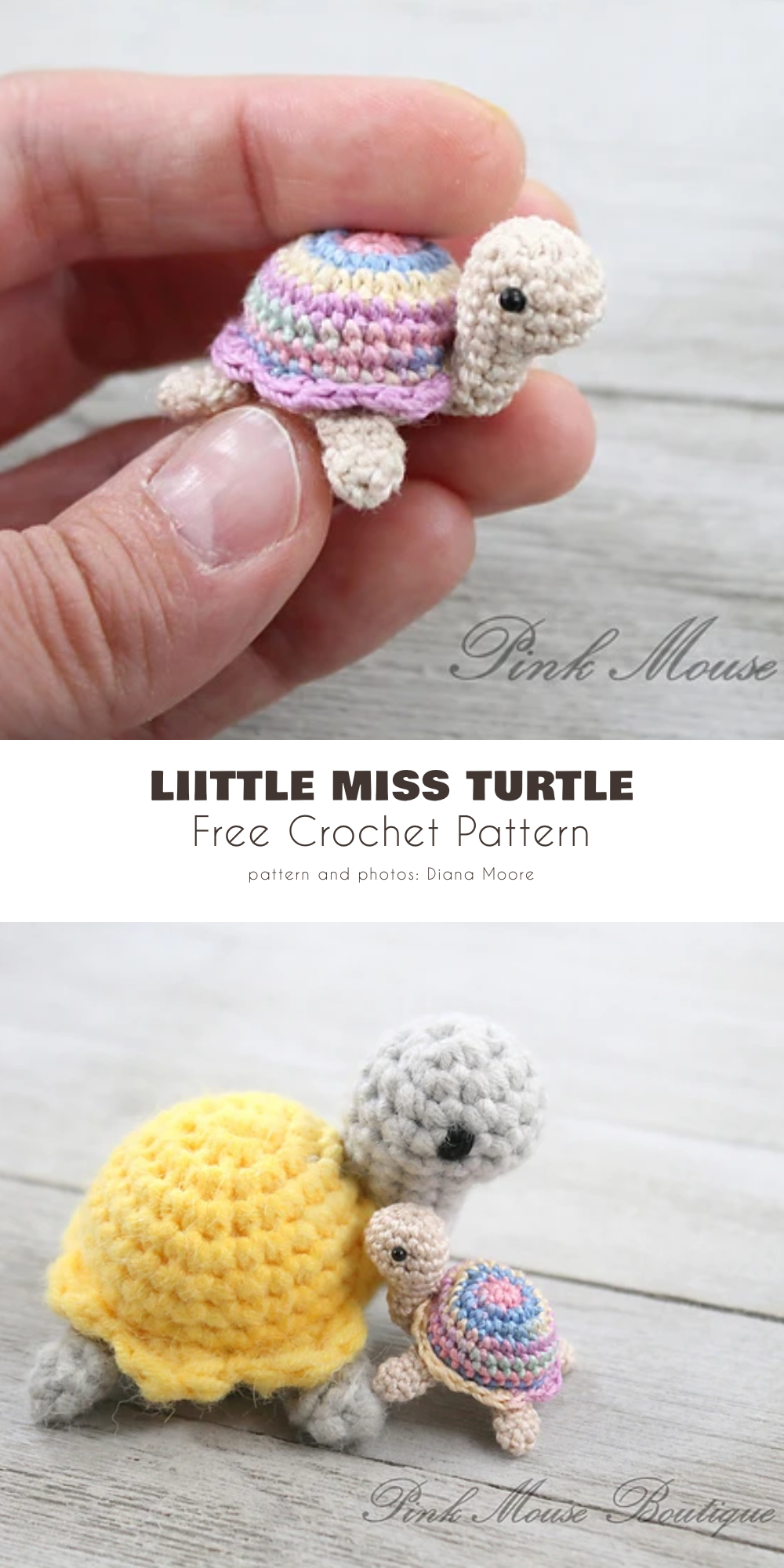 I micro crocheted this tiny turtle using a 0.5 mm crochet hook and thr