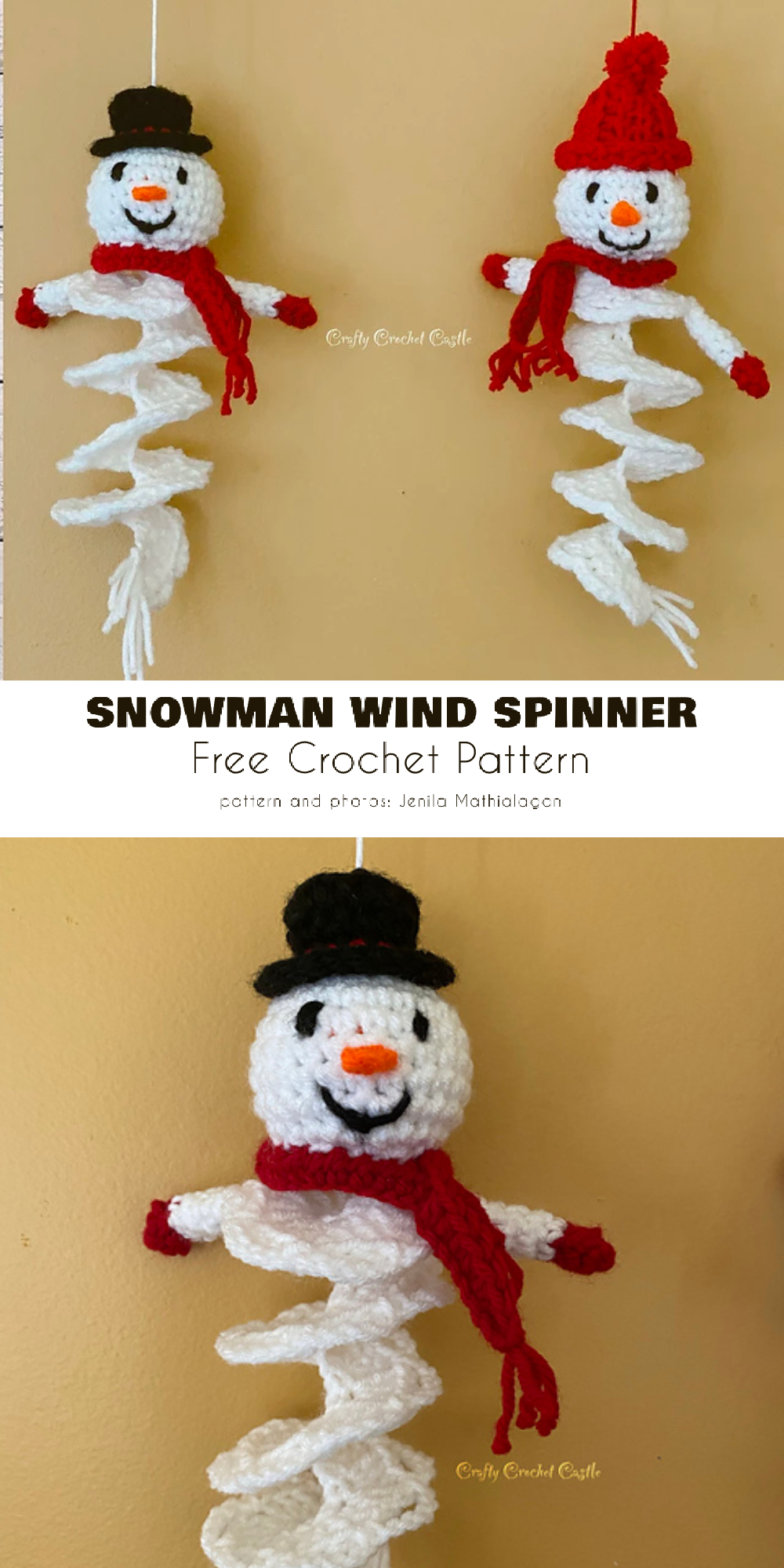 Snowman wind spinner crochet pattern.