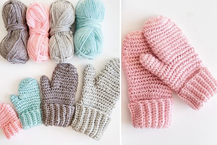 Heavenly Herringbone Mittens Free Crochet Pattern