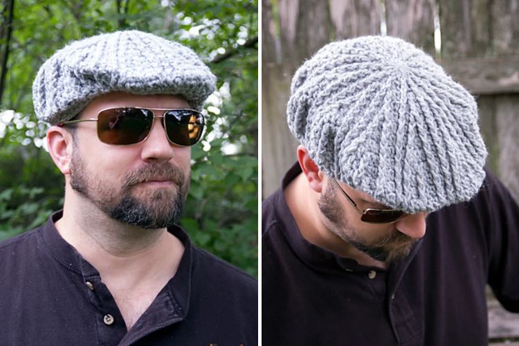 Men's Cabled Golf Cap Free Crochet Pattern