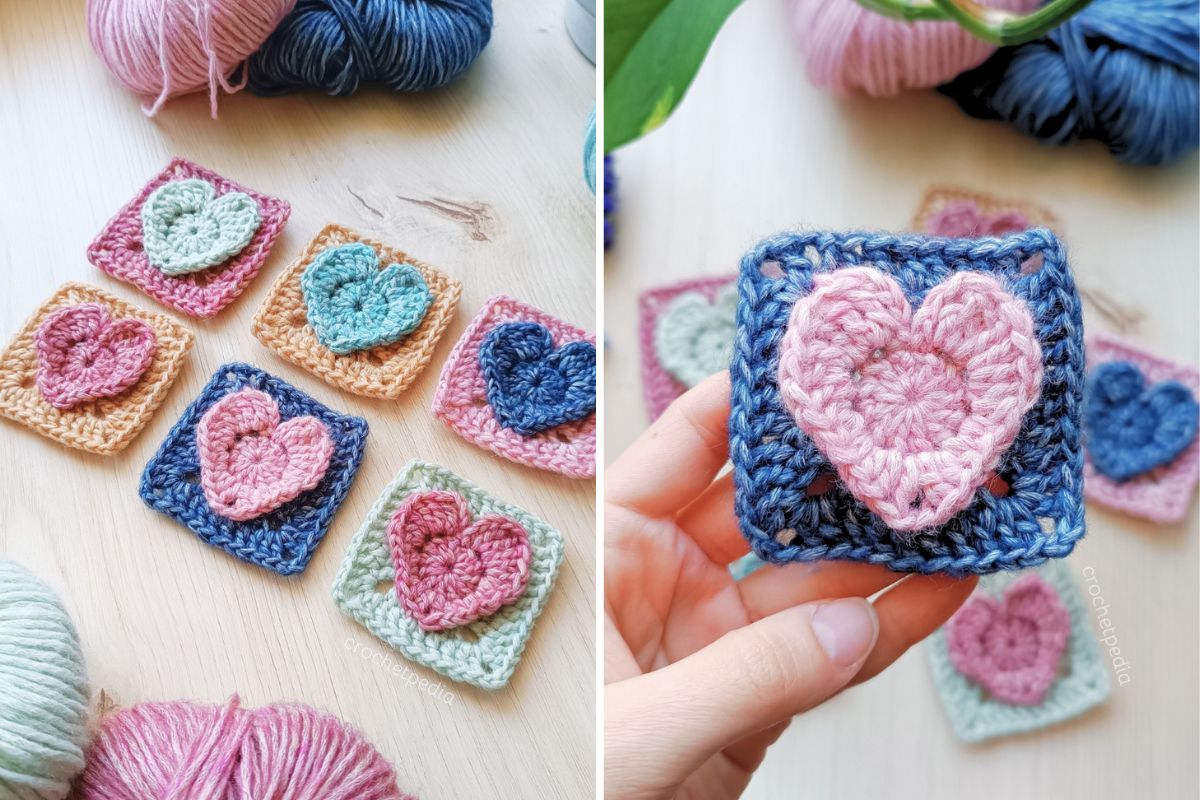 3D Heart Granny Square - Free Crochet Pattern